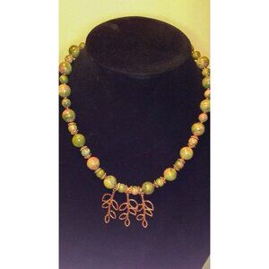 Handmade Unakite Necklace 20"